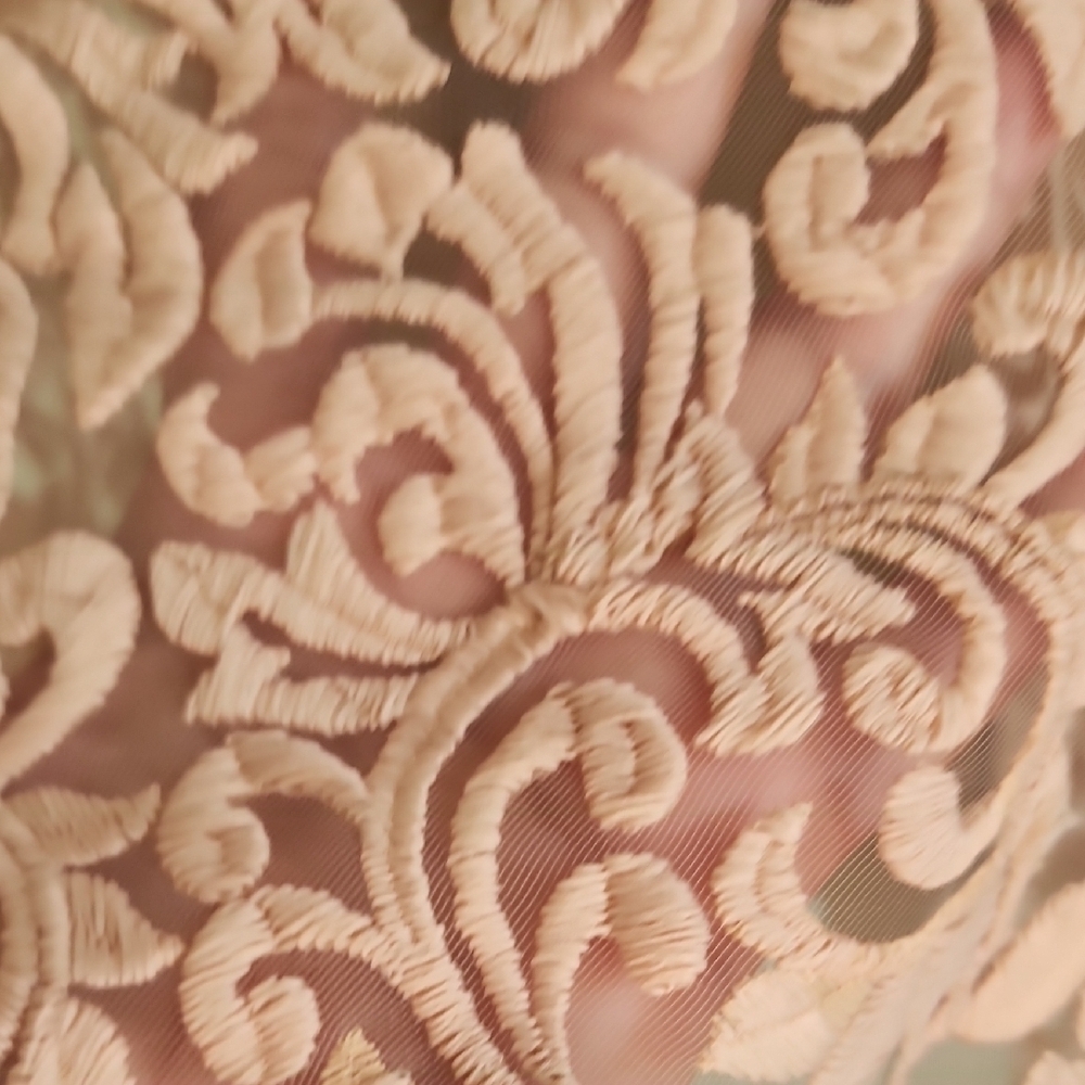 Marc Bouwer Embroidered Lace Blush Pink Midi Dress Fairycore Romantic Size L - Picture 8 of 12